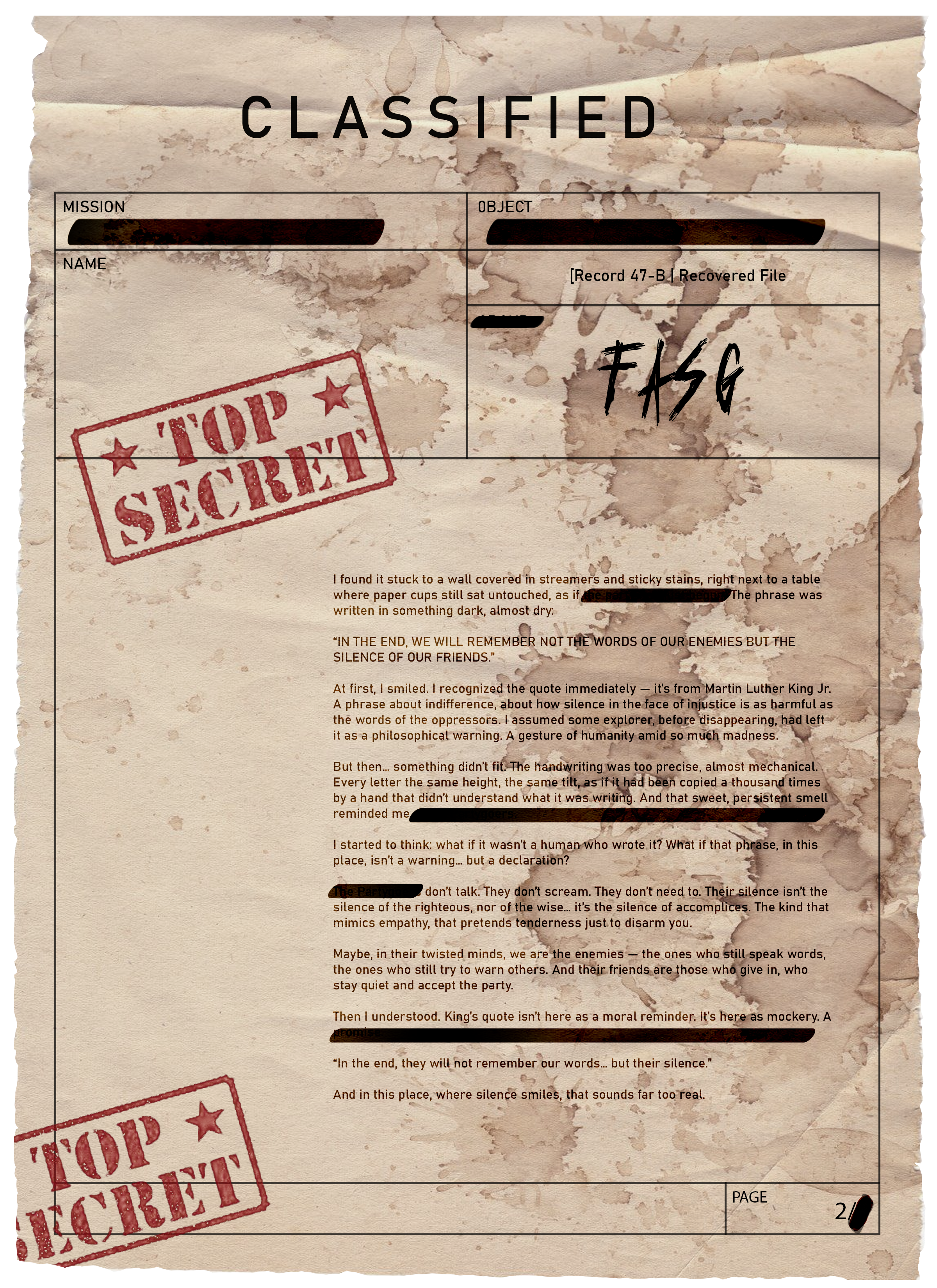 Recovered document: Record 47-B